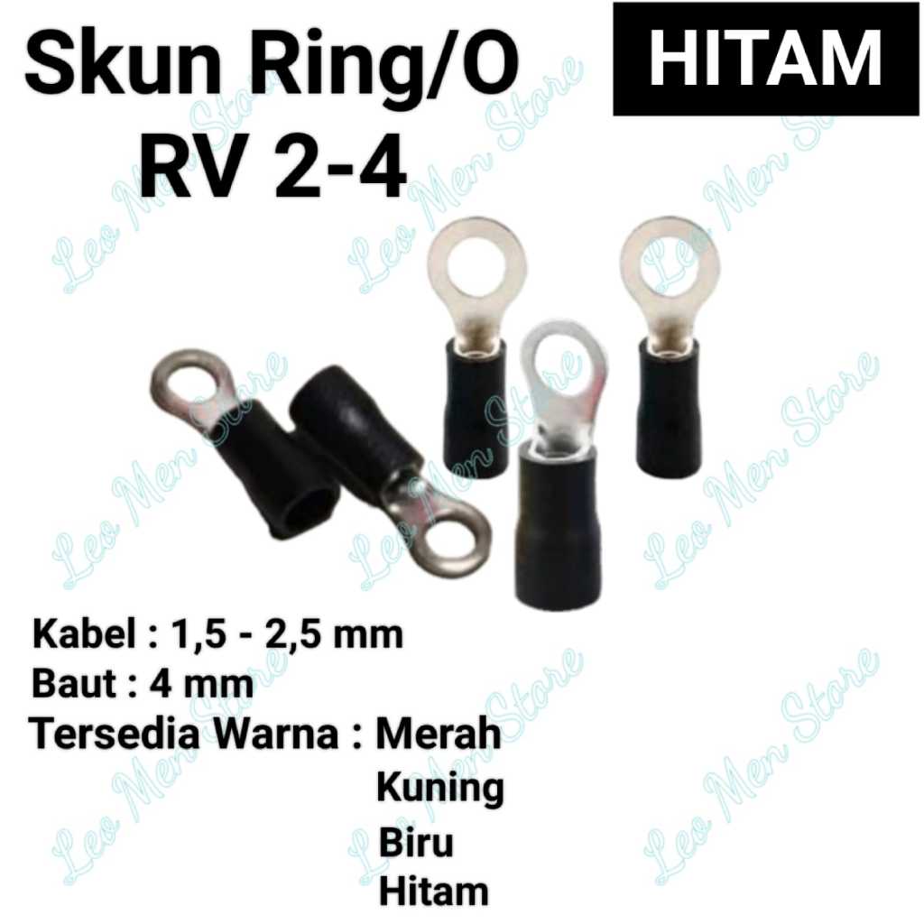 Skun Ring~Skun O~Skun Kabel Ring~Skun Kabel O~RV2~Baut 4 mm~HITAM