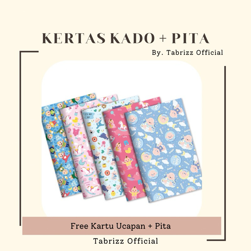 

TABRIZZO - Packaging Kertas Kado + Pita | Bungkus Kado | Packaging Kado Motif Karakter