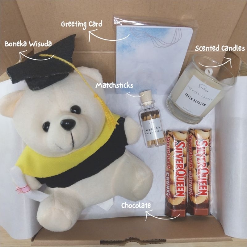 Hampers Wisuda | Hampers Lilin + Coklat + Boneka Wisuda