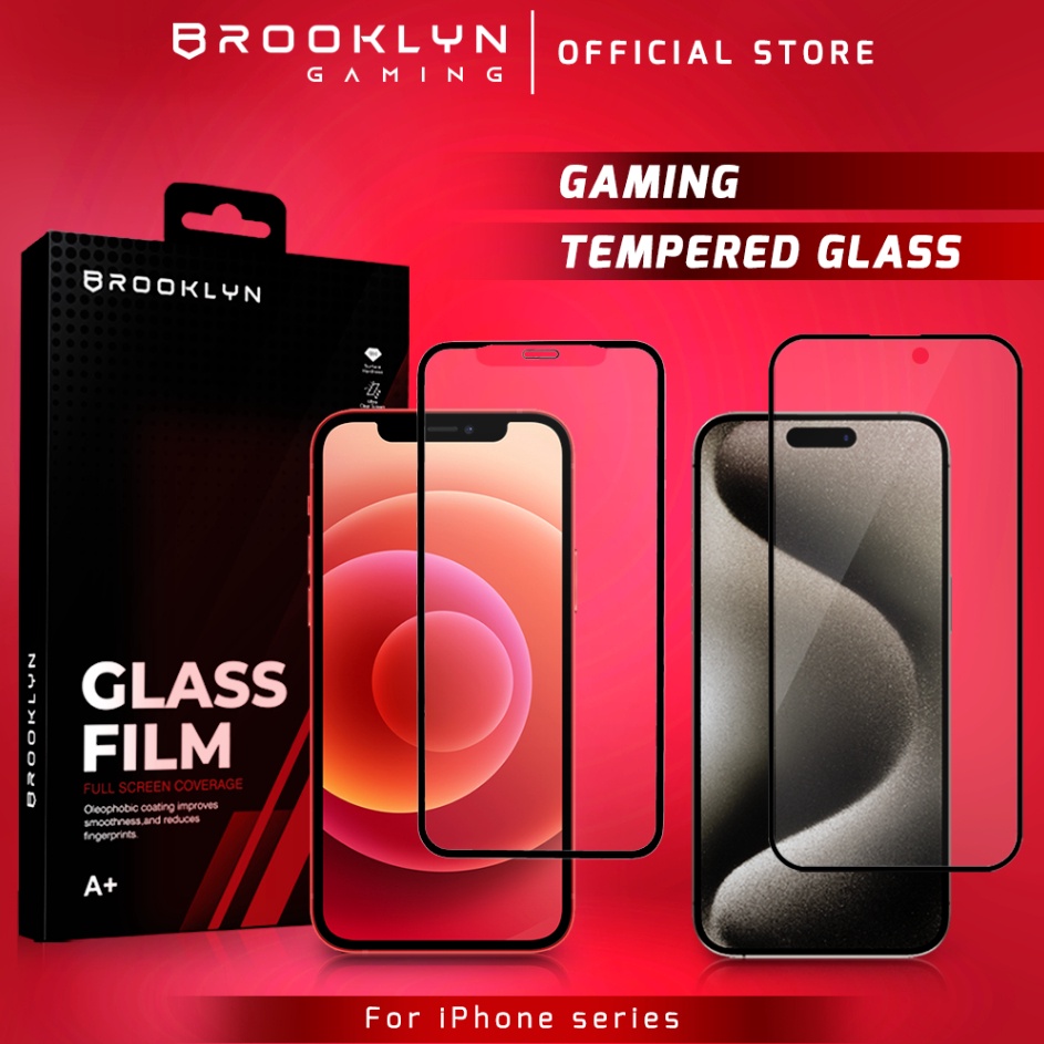 KV Brooklyn GAMING Tempered Glass iPhone 1514131211X XR XS MAX Mini Pro Max Plus Full Cover 3D Matte