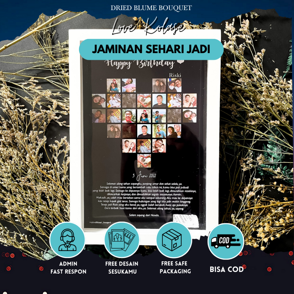 Kolase Foto Hadiah Custom Perpisahan Guru Rekan Kerja Kado Graduation Anniversary Wedding Birthday U