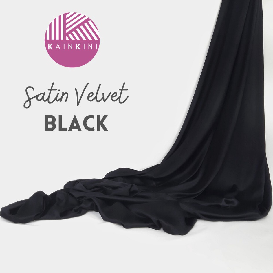 Murah Minggu Ini   Meter Kain Satin Velvet Premium Grade A Kilap Doff Kainkini  Hitam Black  Bahan K