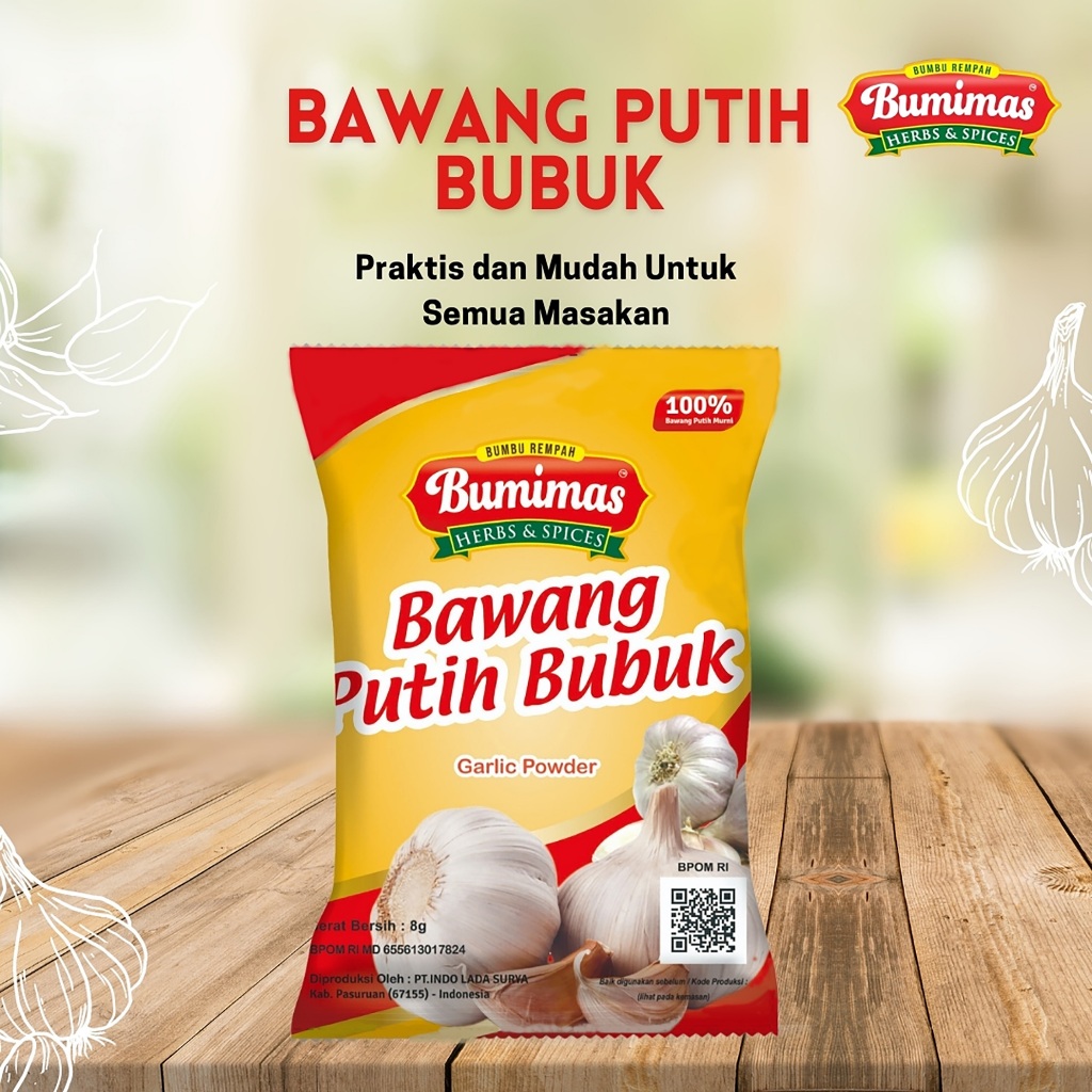 

Bawang Putih Bubuk Bumimas Sachet 8g Untuk Bahan Masakan