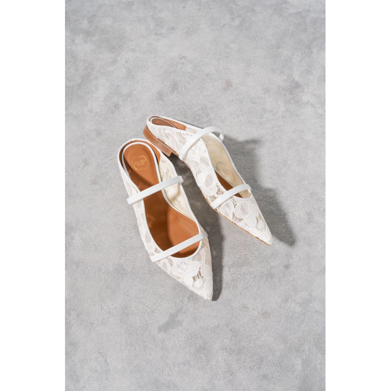 MALONE SOULIERS Maureen flat lace White