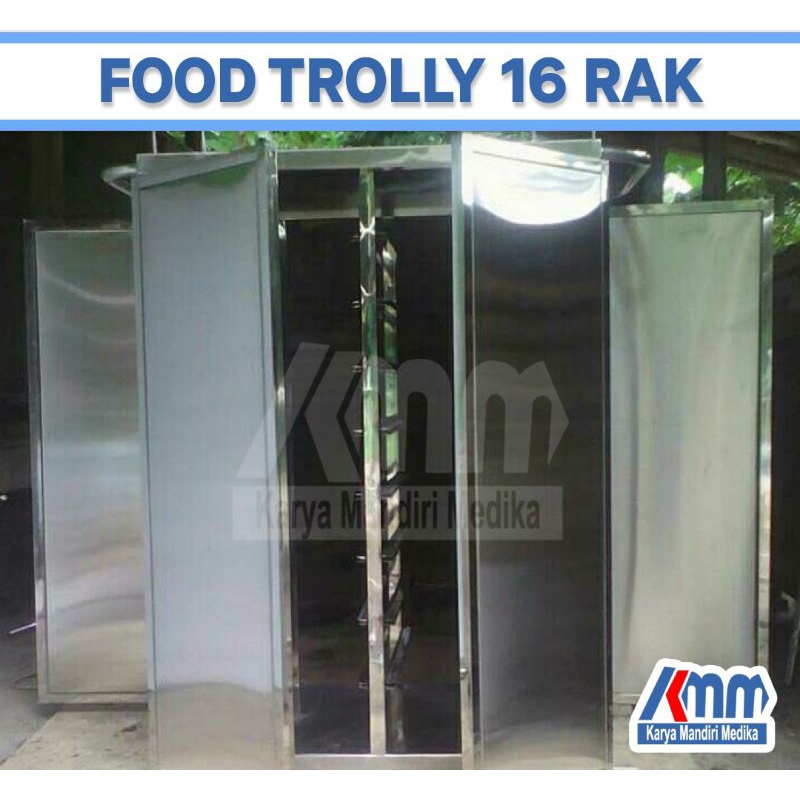 Food Trolley 16 Rak ( Stainless ) Trolley Susun Pengantar Makan Pasien
