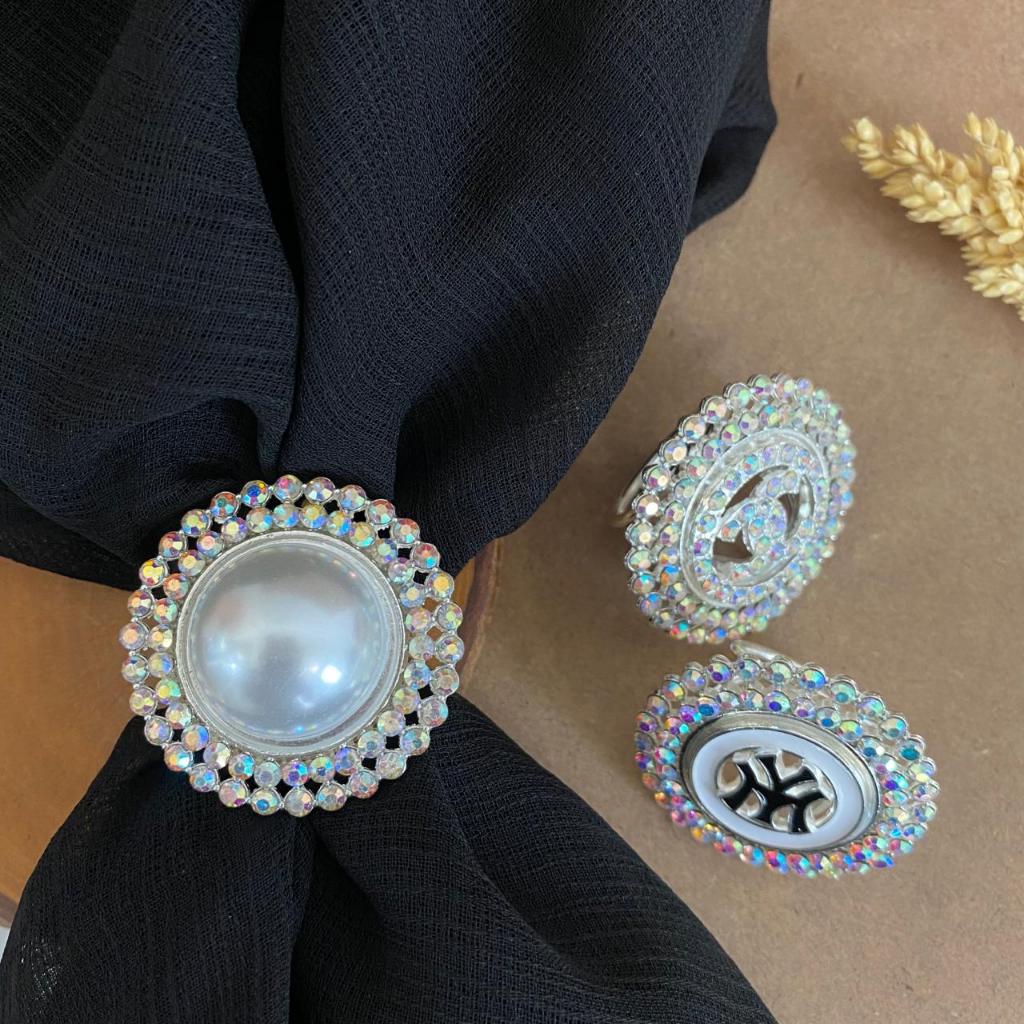 Ring Hijab Kekinian Permata Besar | Cincin Hijab Model Korea | Ring Hijab Premium | Cincin Kerudung 