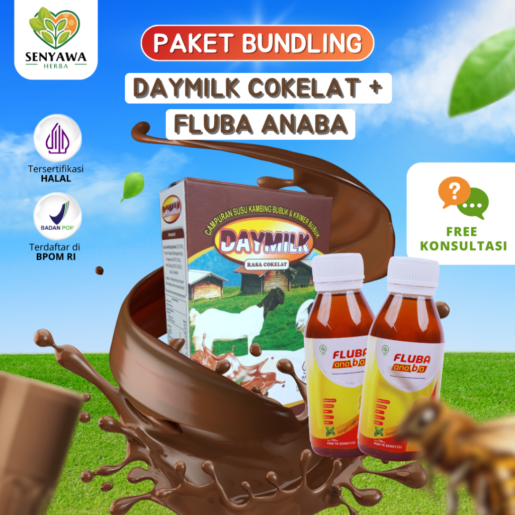 

Paket Bundling 1 Box Susu Kambing Etawa Daymilk Premium Cokelat + 2 Botol Madu Herbal Fluba Anaba