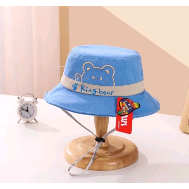topi bucket  anak karakter king bear bucket anak laki2 perempuan usia 2-10 tahun