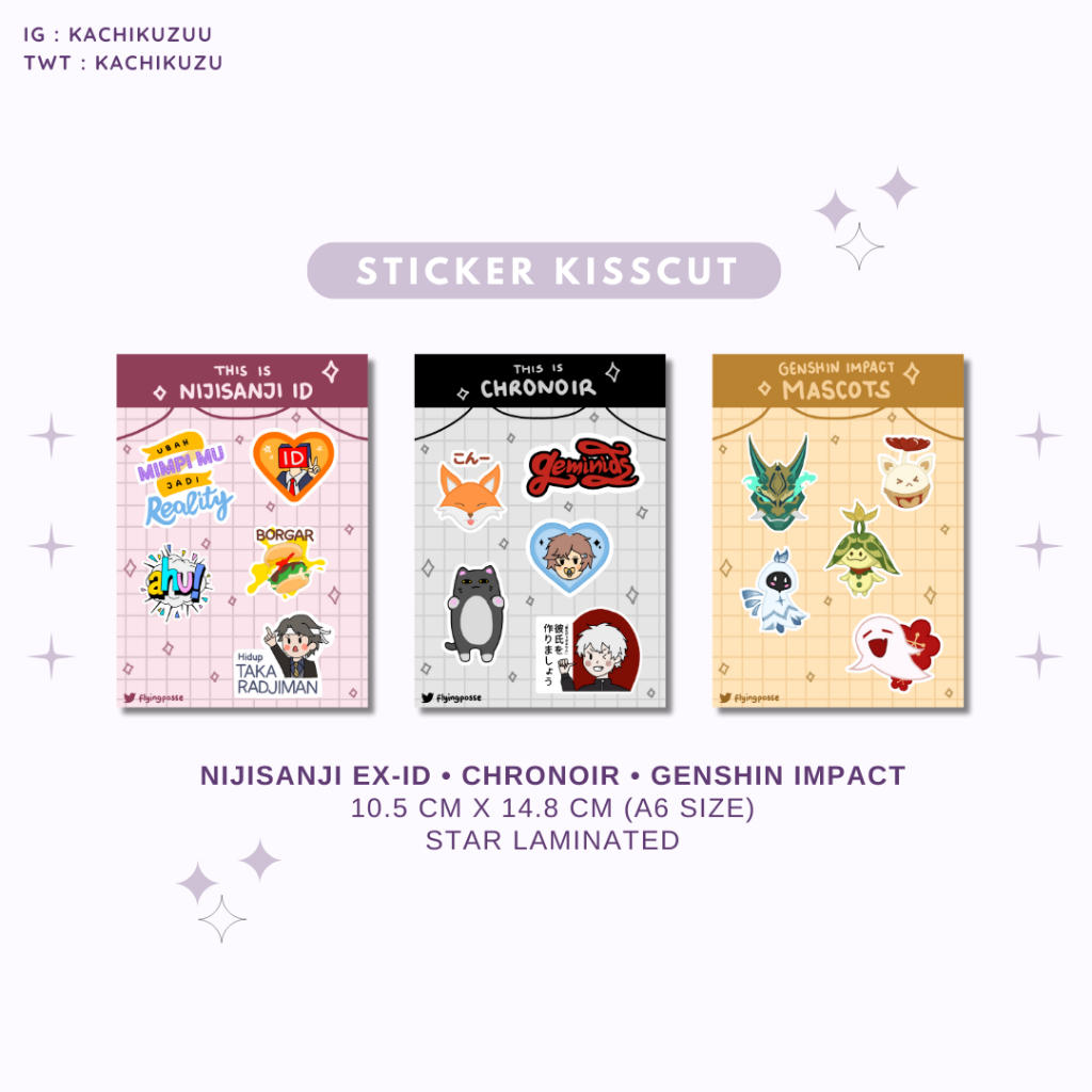 Sticker Sheet (Stiker Kiss Cut) Nijisanji, Chronoir, Genshin Impact
