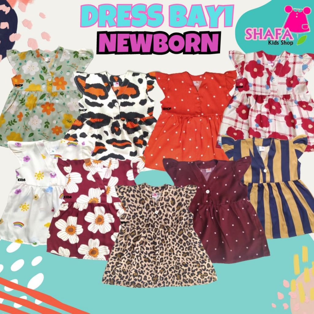DRESS BAYI PEREMPUAN NEWBORN USIA 0 BULAN - 3 BULAN/RAYON VISCOSE/FASHION ANAK DAN BAYI/NEWBORN/ATAS