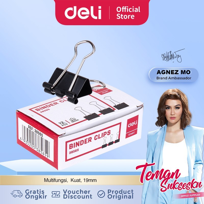 

Deli Binder Clip Office Consumable/Binder Clips 19mm E38565