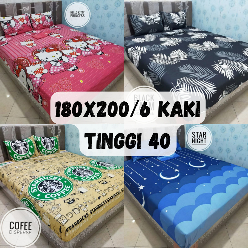 Sprei 180x200 tinggi 40cm | Sprei 180x200x40 | Sprei 6 kaki | Sprei ukuran 180 tinggi 40 cm