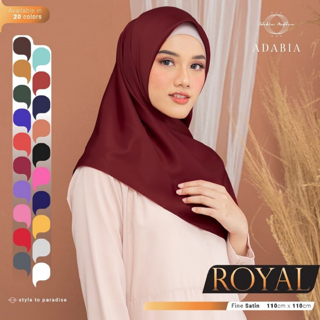 SEGIEMPAT SATIN ROYAL ADABIA SEGI EMPAT SCARF POLOS SATEN SIZE 105 X105 BISA UNTUK SESERAHAN