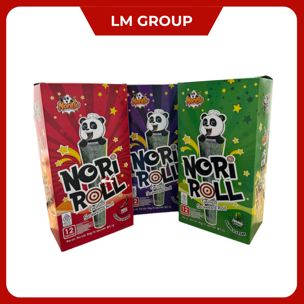 

NoriGo Nori Roll Grilled Seaweed Roll Rasa Ori/BBQ/Pedas 1 Box isi 12 pcs @2.5gr