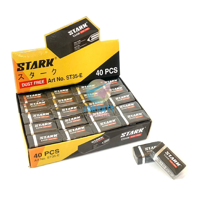 

(40 Pcs) GROSIR Penghapus Pensil Lulus Ujian Tanpa Ampas STARK ST35-E Hitam Black / ST36-E Putih White / ST016-E Warna Warni Color Dust Free Exam Grade Eraser | PACK