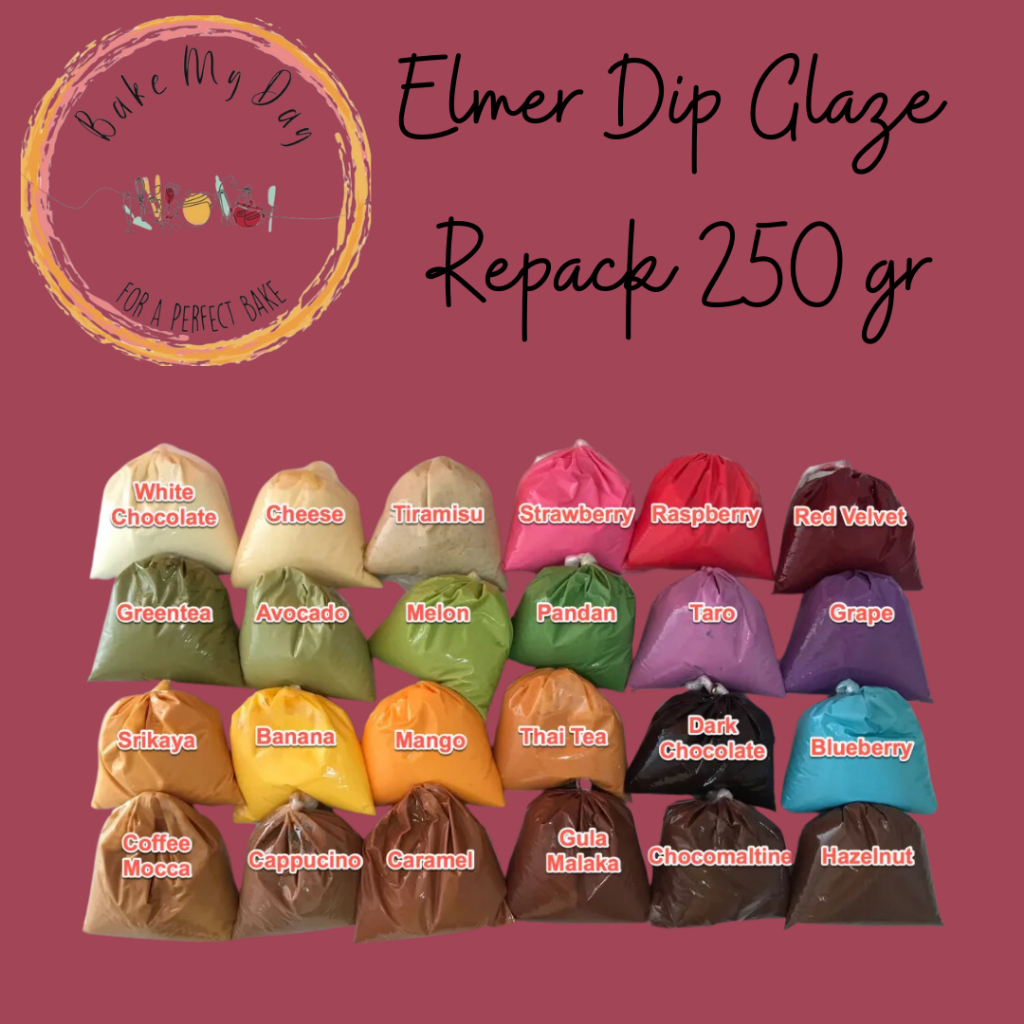 

Elmer Dip Glaze Repack 250 gr Topping Donat, Pisang Nugget