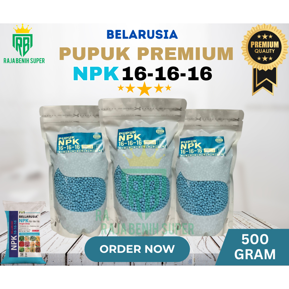 Pupuk PREMIUM NPK BELARUSIA 16-16-16 - pupuk untuk menyuburkan Sayur, bunga dan buah - Repack 500 gr