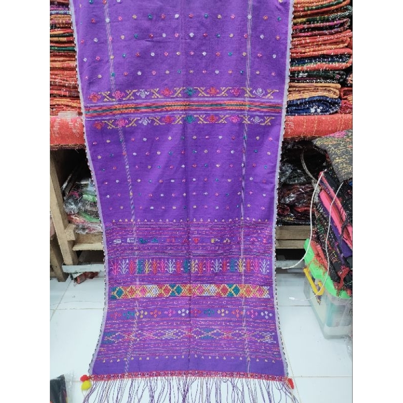 Ulos Sadum Cantik Ungu Motif Bonggit-Ulos Etnik Batak