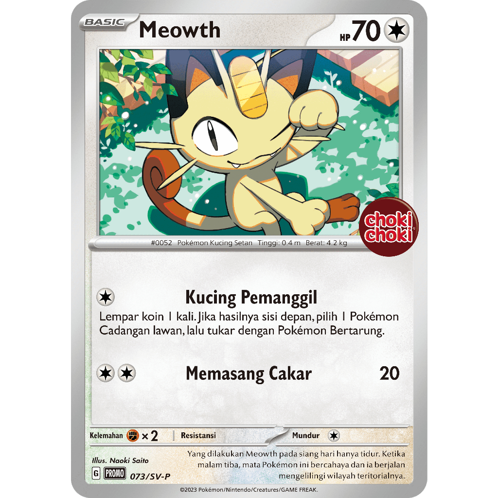 POKEMON TCG INDONESIA MEOWTH PROMO CHOKI CHOKI 073/SV-P
