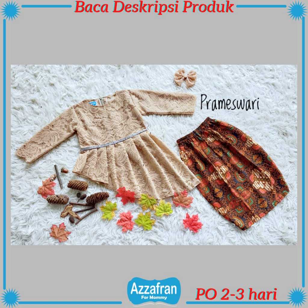 Kebaya Prameswari | Baju Adat Modern Brokat Anak Perempuan Jawa Sunda | Kostum Carnaval | Azzafran