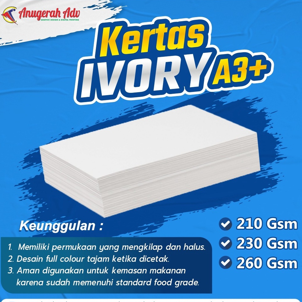 

KERTAS IVORY 260gr A3+ | ART KARTON 260gr A3+ (31X47cm)