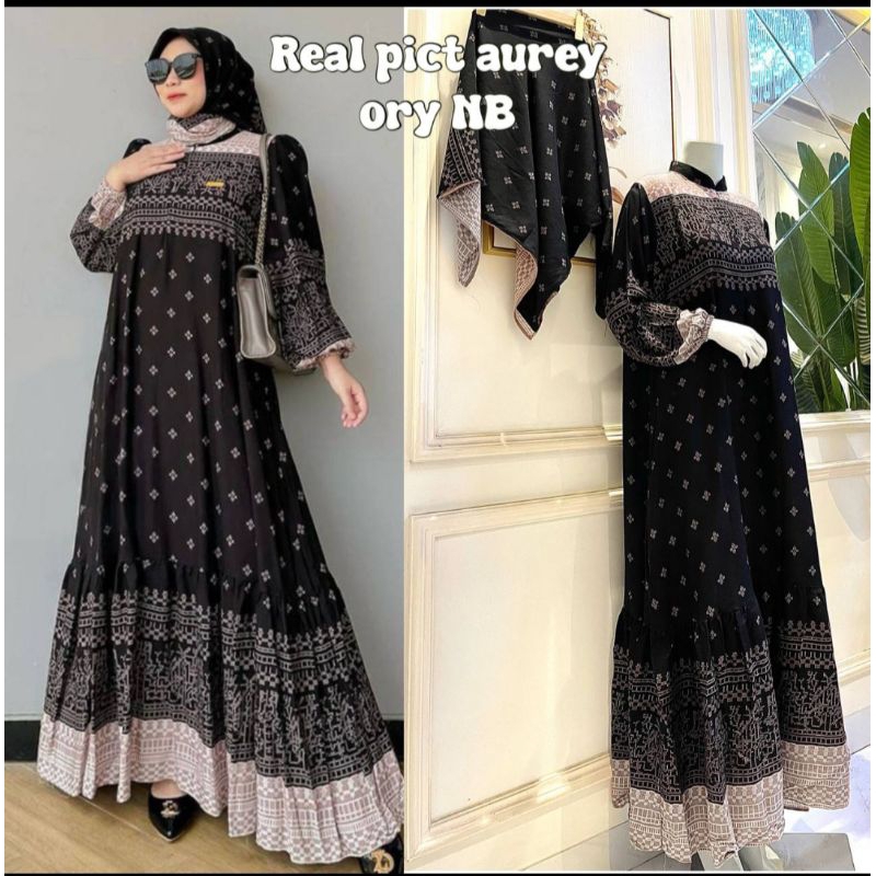 gamis syar'i one set hijab baju muslim setelan gamis hijab kekinian