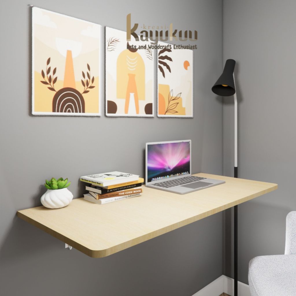 Kreasikayukuu Floating Desk Meja Lipat Dinding Meja Laptop Meja Belajar Aesthetic Minimalis Bahan Bl