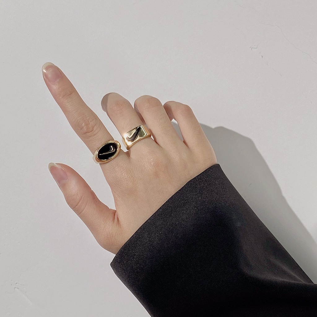 murah cod fashion adjustable cincin nike untuk pria / nike round logo vintage retro ring / nike