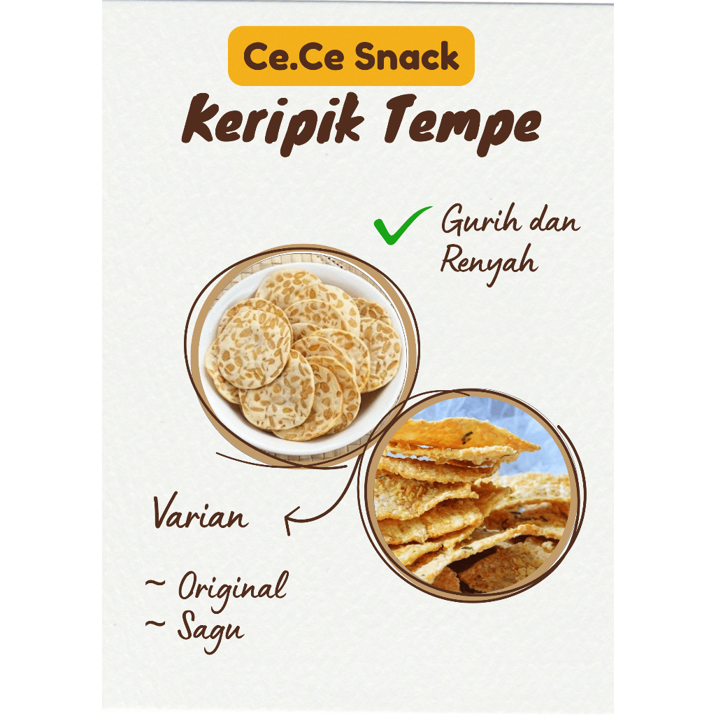 

(Ce.Ce Snack) Keripik Tempe Original dan Sagu Renyah Crispy dan Gurih - 250 gram