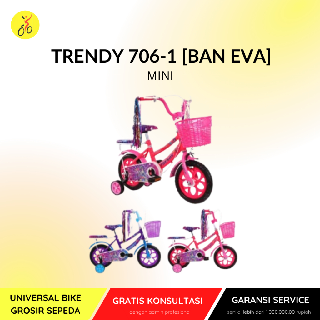 SEPEDA ANAK CEWEK TRENDY MINI 12 EVA 706-1 BAN EVA SEPEDA MURAH TERJANGKAU BERGARANSI