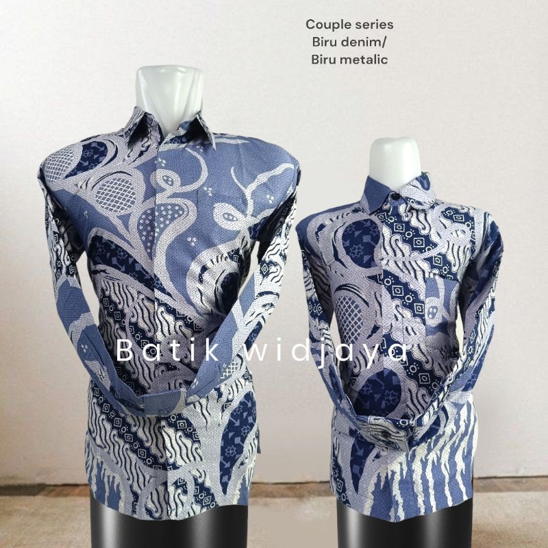 batik couple ayah anak biru denim bahan katun premium,_batik couple ayah anak biru metalik cod