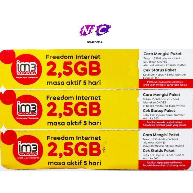 VOUCHER INDOSAT 2,5GB 5 HARI