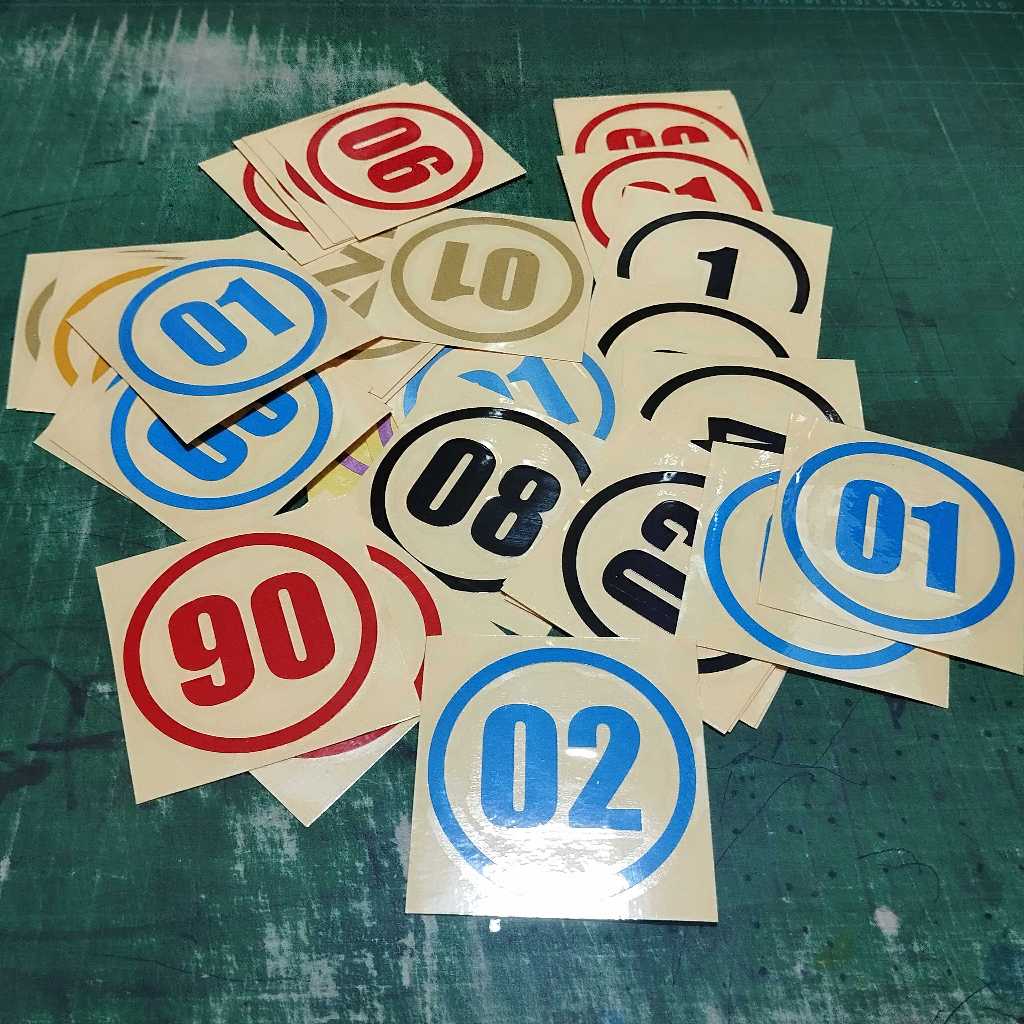 

LABEL STICKER BENTUK ANGKA BULAT UK 17 CM BAHAN REVLEKTIVE