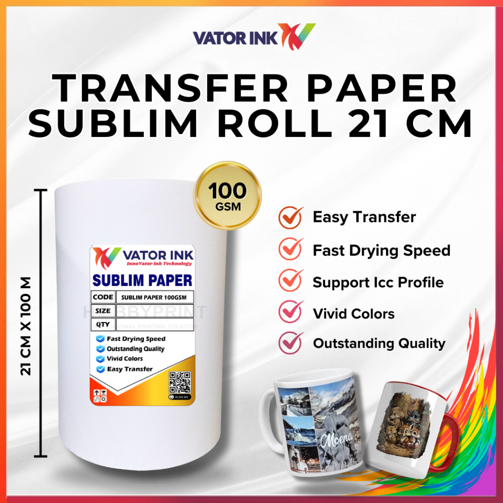 

Kertas Sublim Roll A4 21cm x 100m Quick Dry Warna Pekat Sablon Kaos Polyester Mug Lanyard RJ4
