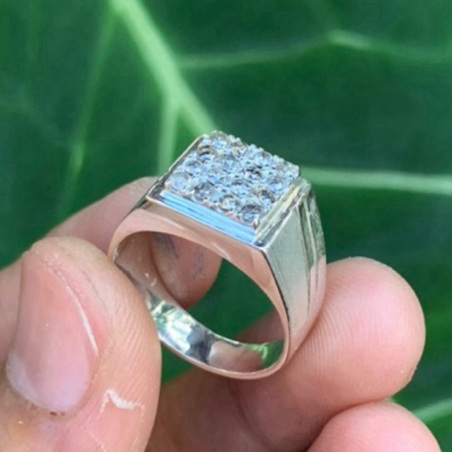 Cincin Berlian Stempel Ring Perak Custom