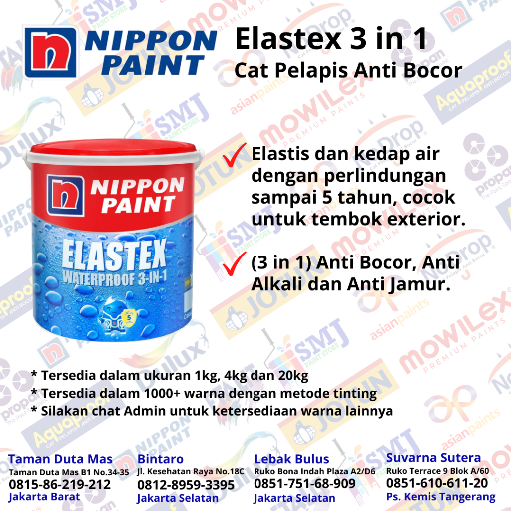 CAT TEMBOK WATERPROOFING ELASTEX WARNA TINTING 1 KG