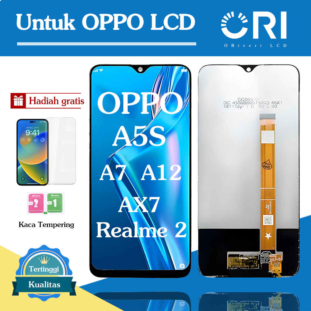 LCD OPPO OPPO A5S A12 A7 AX7 Realme 3 Original 100% LCD TOUCHSCREEN Fullset Crown Murah Ori Compatible For Glass Touch Screen Digitizer