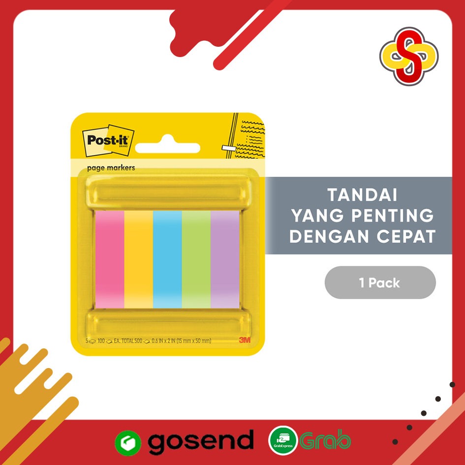 

Post-it / Sticky Note / Page Marker / Memo Tempel 3M 670-5ASST Isi 100 Lembar