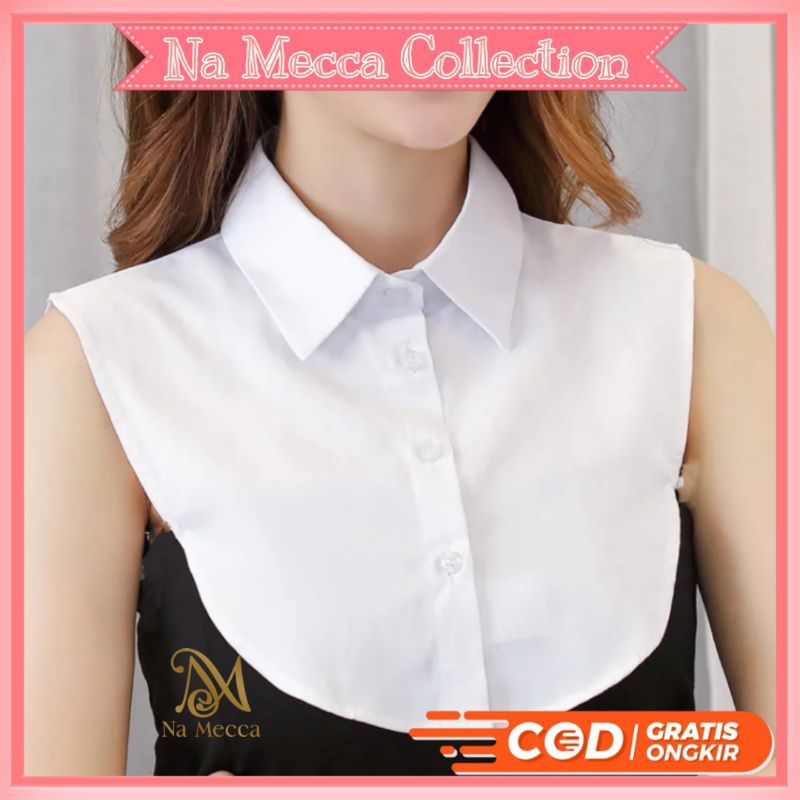 Kerah Palsu Kemeja Fake Collar Unisex Pria Wanita Warna Hitam Putih Tanpa Tali Aksesoris Fashion Kek