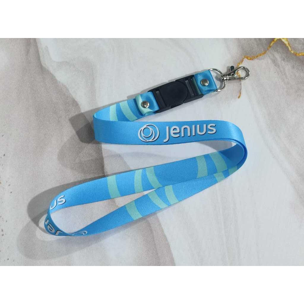 

BISA SATUAN Lanyard JENIUS / JENIUS FULL BIRU cetak 2 sisi ukuran 2cm Lanyard Custom Satuan murah