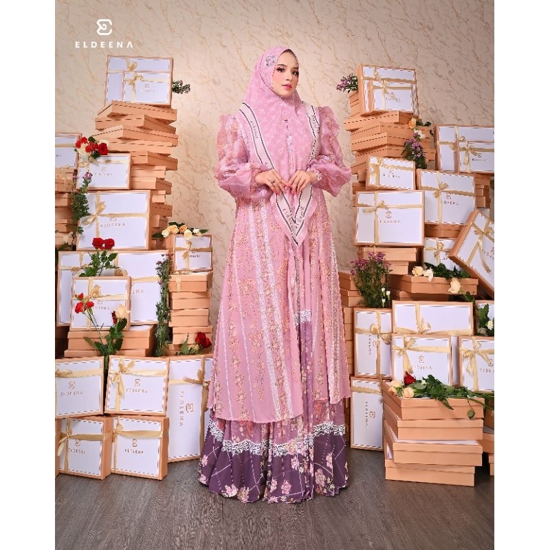 Dayana eid series set gamis terbaru / gamis full printing original brand by eldeena syari