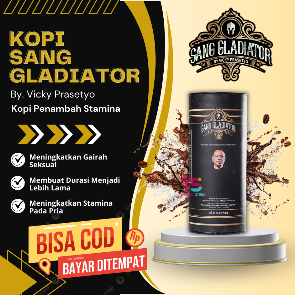 

Sang Gladiator Coffee By Vicky Prasetyo ASLI Suplemen Pria Agar Kuat Tahan Lama