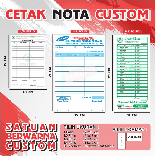 

NOTA CUSTOM 1PLY 2PLY KWITANSI