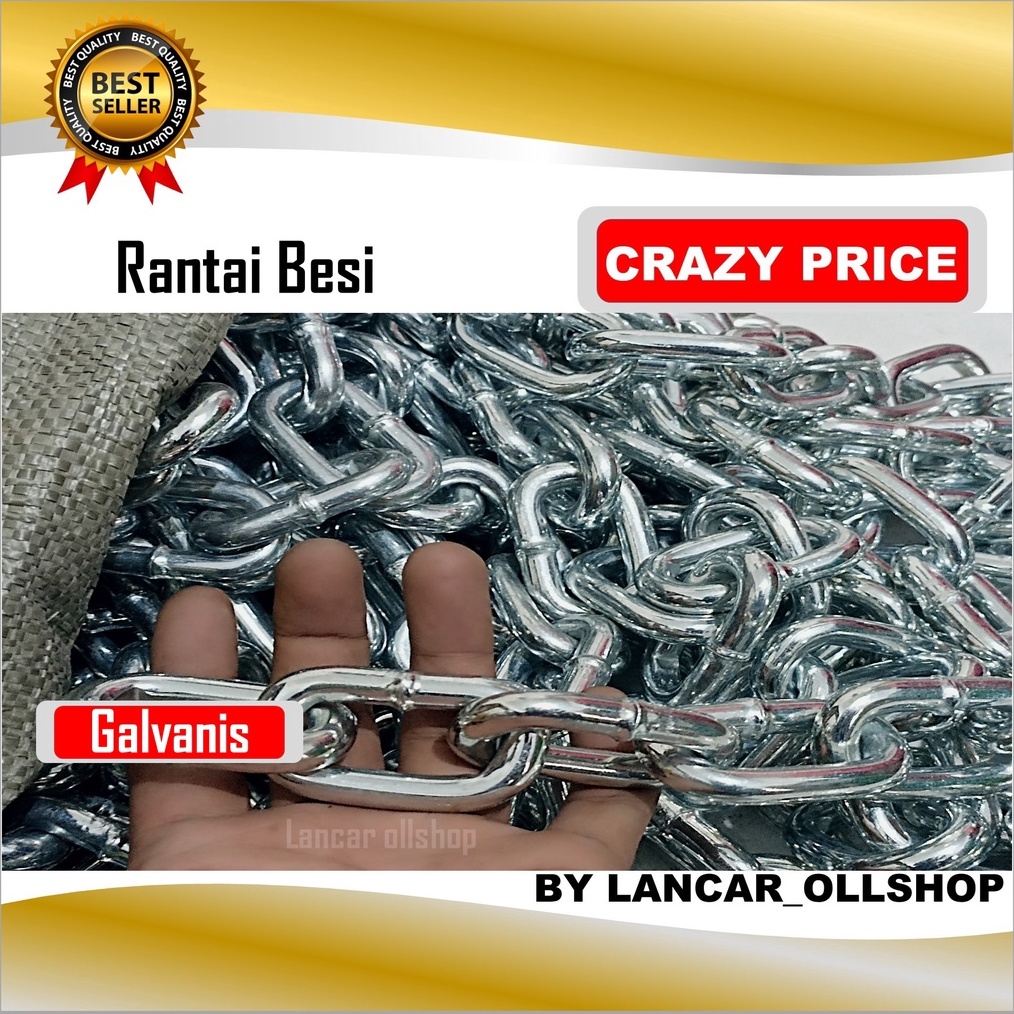ART X95R Rantai Besi Galvanis 9mm  Rante Besi 9 mm Eceran  Rantai Kapal 38 Galvanis Pengaman Pagar G
