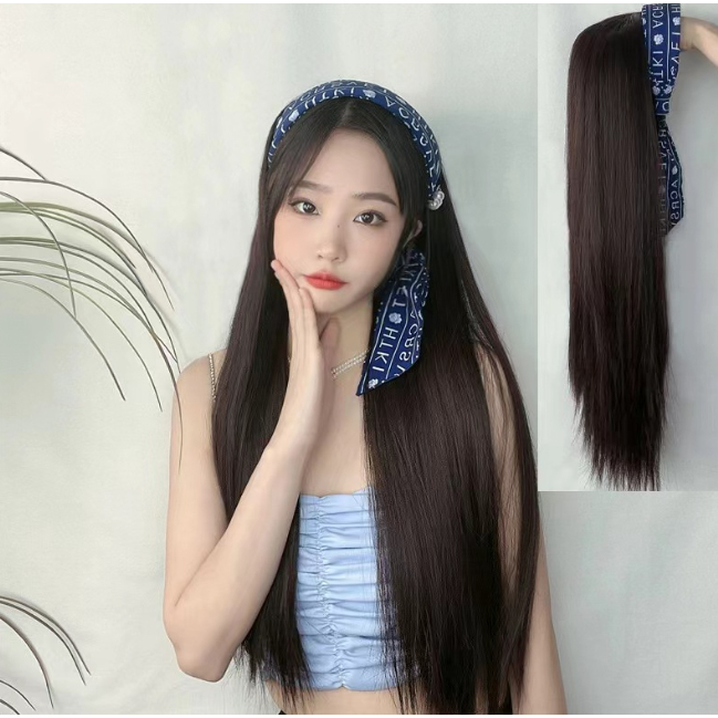 Wig Bando Cantik Wanita Simple Elegan Korean Version Wig Bando Panjang Wanita Hairclip Korea Rambut 