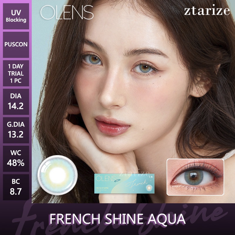 ztarize - Ready Stock - Trial OLENS 🇰🇷 French Shine Aqua 1 Day Daily Soft Contact Lens 1 Pc - OLENS 
