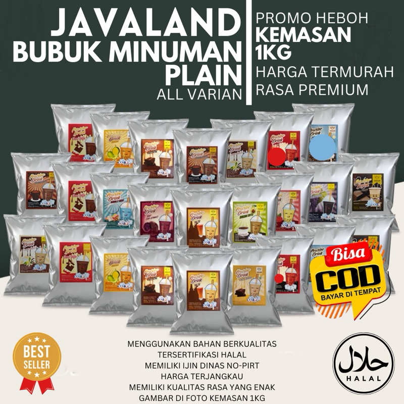 

Javaland Plain Bubuk Minuman Boba Kekinian 1kg Serbuk Rasa