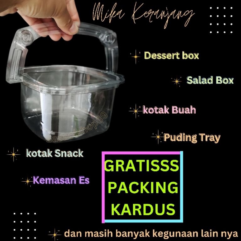 Lagi murah Mika Keranjangmika tray makanan 1PCS GRATISS KARDUS mika dessert box dengan handle