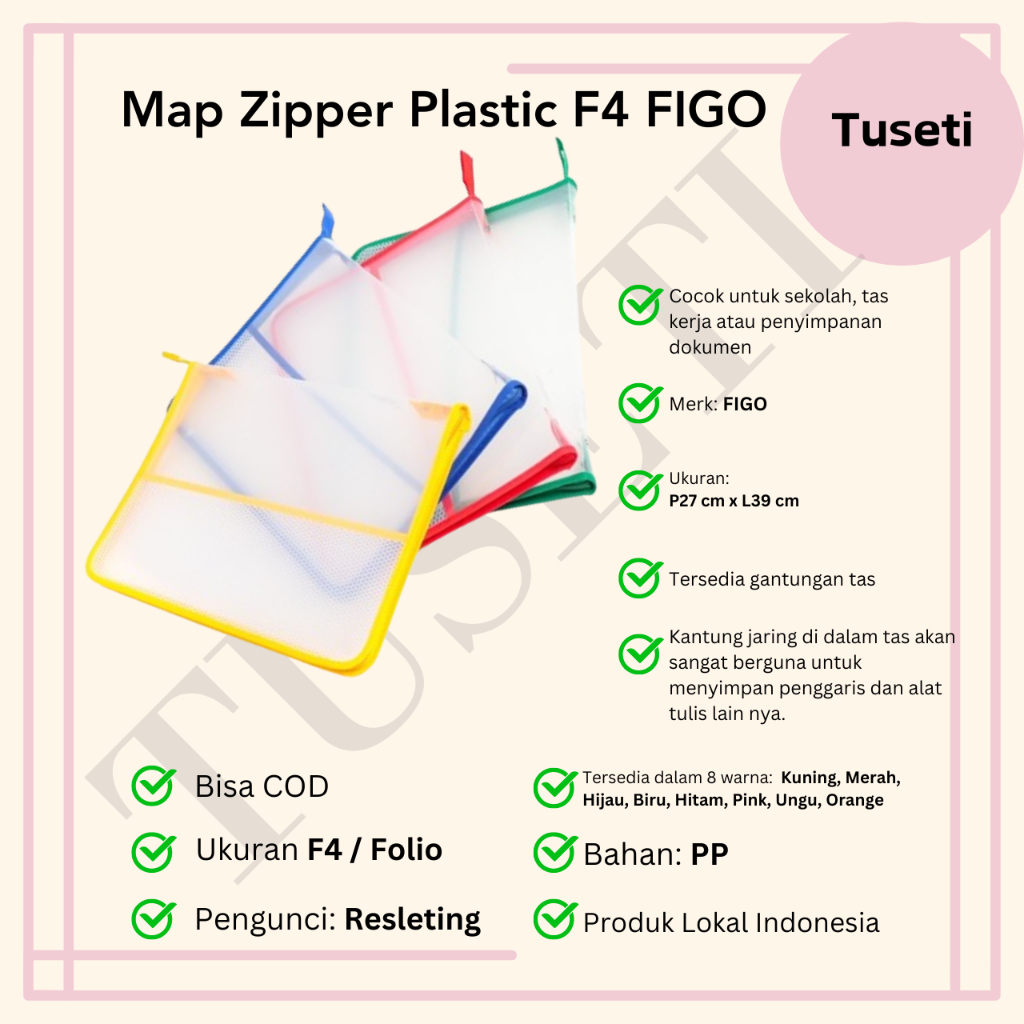

Map Zipper Platik Resleting Bag File F4