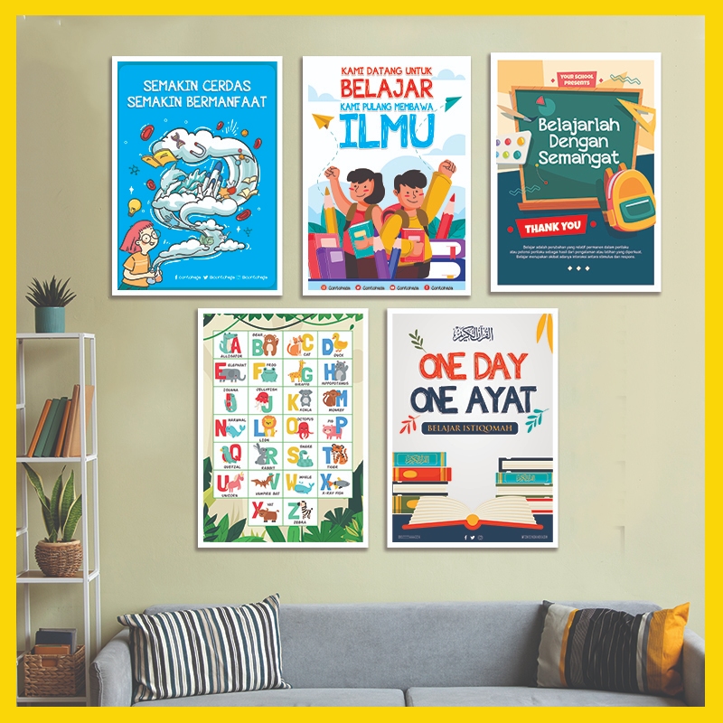 Hiasan Dinding Poster Kata - Kata Motivasi Edukasi Pendidikan Anak (30x46cm) Aesthetic Bulu Mata Swe